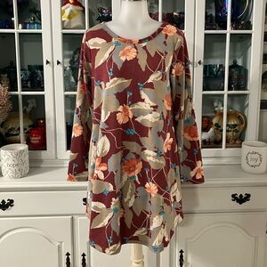 Floral Tunic Dress Long Sleeve Sz Small Viamor